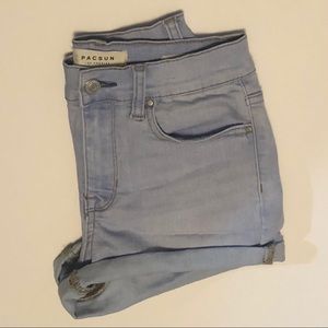 Pacsun Light Blue Denim Shortie Shorts Size 25